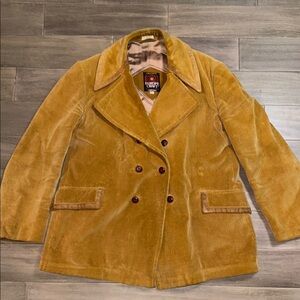 1970’s Vintage Europe Craft Caramel Brown Corduroy Pea Coat